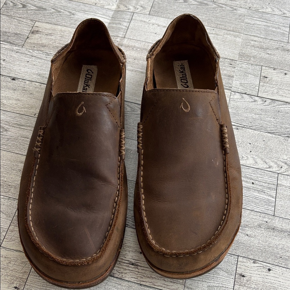 OluKai Moloa‎ Men’s 13 Nubuck Slip-on Loafers Shoes Wood Dk Java Brown - Picture 4 of 10